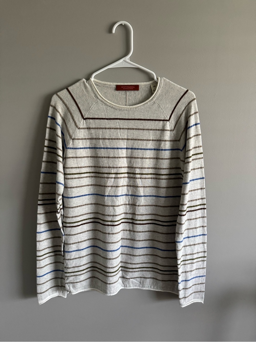 Scotch & Soda Cream Striped Crewneck Sweater